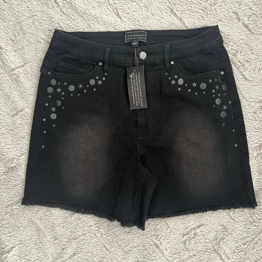 NWT G BY GIULIANNA Black Label Embellished Pocket Shorts Size 6